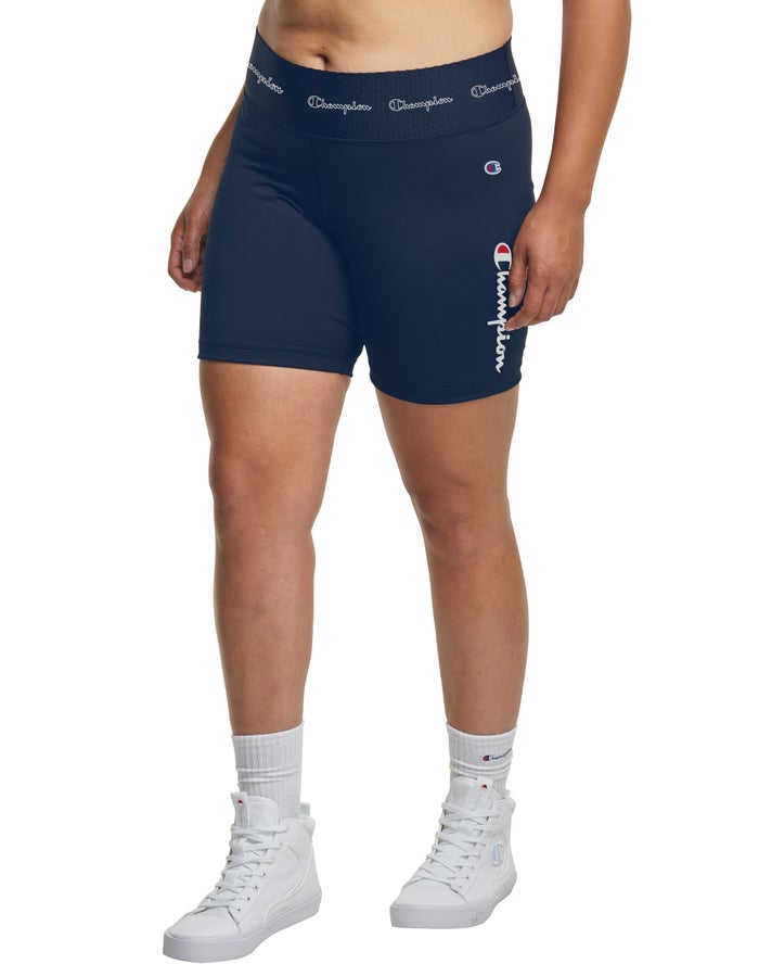 Champion Plus Authentic Bike Script Logo 7 Navy Shorts Womens - South Africa ZENXQH586